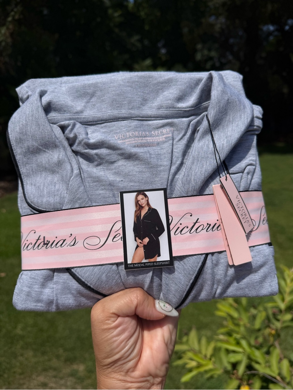 Victoria's Secret Gray Modal Piped Sleepshirt